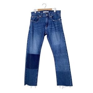 PacSun Vintage Skinny Patchwork Jeans Blue Medium Wash Raw Hem Size 28